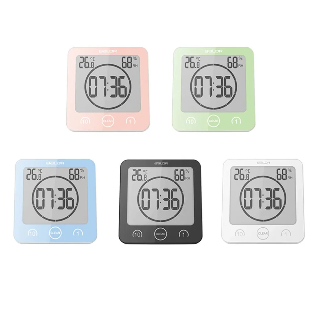 Kitchen Baking Timer - 液晶デジタル防水水しぶき浴室の壁時計シャワー時計タイマー温度湿度キッチン洗面所タイマー