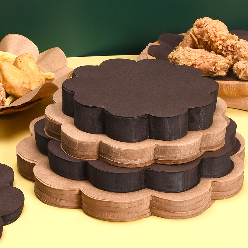 Kitchen Baking Paper - ラッピング、oilPaper、キッチンベーキングツール、パン、フライドポテト、プレートデコレーション用の傷防止紙、使い捨てレース、100個
