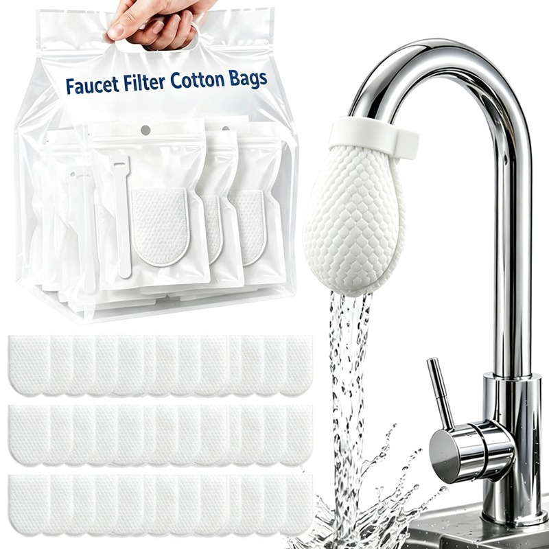 Kitchen Baking Mixer - 300/30x 蛇口フィルターコットンバッグストラップ付きアンチスプラッシュキッチン水道水フィルターメッシュ交換浴室シンクタップアクセサリー