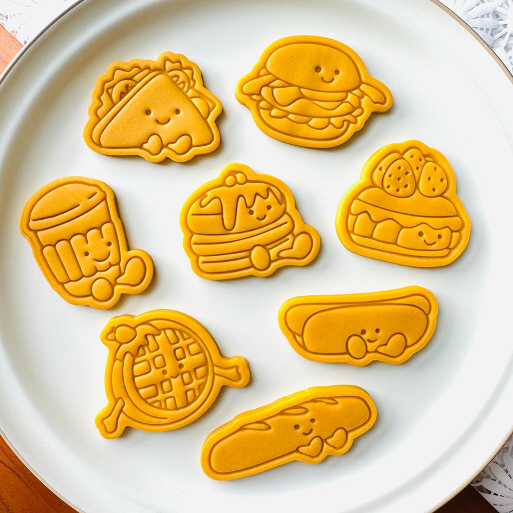 Kitchen Baking Products - かわいいバーガーサンドイッチクッキーカッター漫画ケーキビスケット型クッキースタンプキッチンベーキングペストリー製菓用品デザート用品