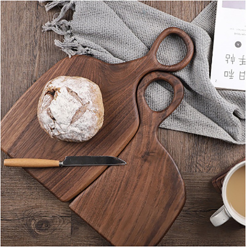 Kitchen For Baking - ブラックウォールナット固体まな板木製トレイピザボードまな板キッチンベーキング用品パンフルーツ粘着ボード