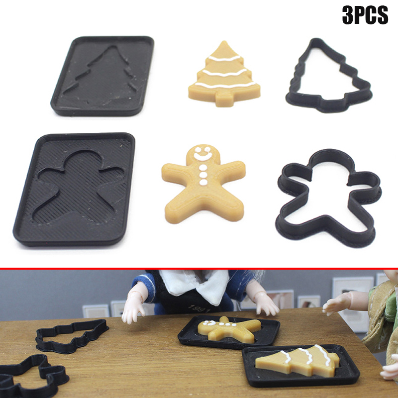 Kitchen For Baking - 3 個ミニチュア人間ジンジャーブレッドマンクリスマスベーキングドールハウスミニクッキー型ふりキッチン食品おもちゃ