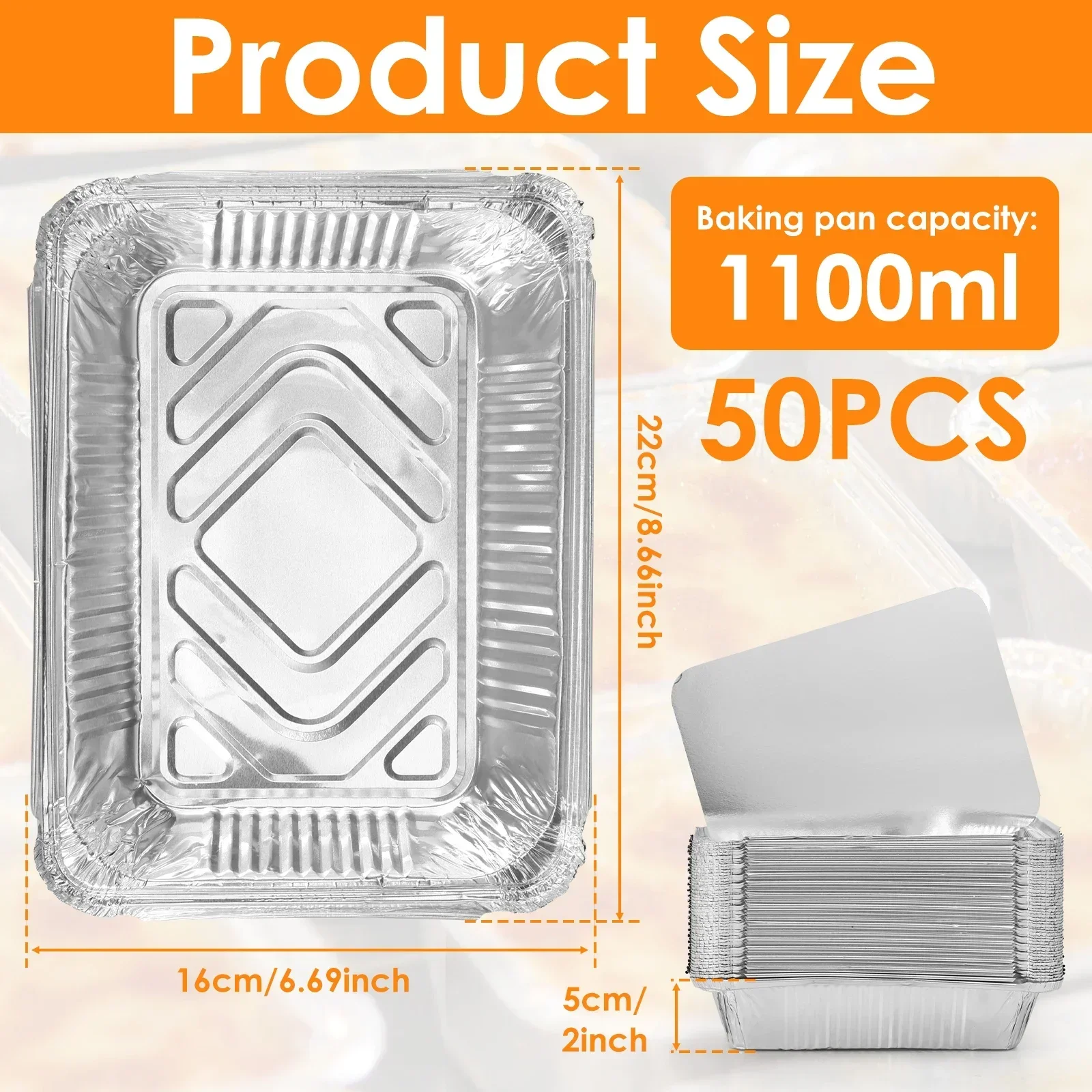 Kitchen Baking Tray Set - 50/100個入り アルミホイルトレイ 蓋付き ノンスティック ベーキングパン 食品グレード