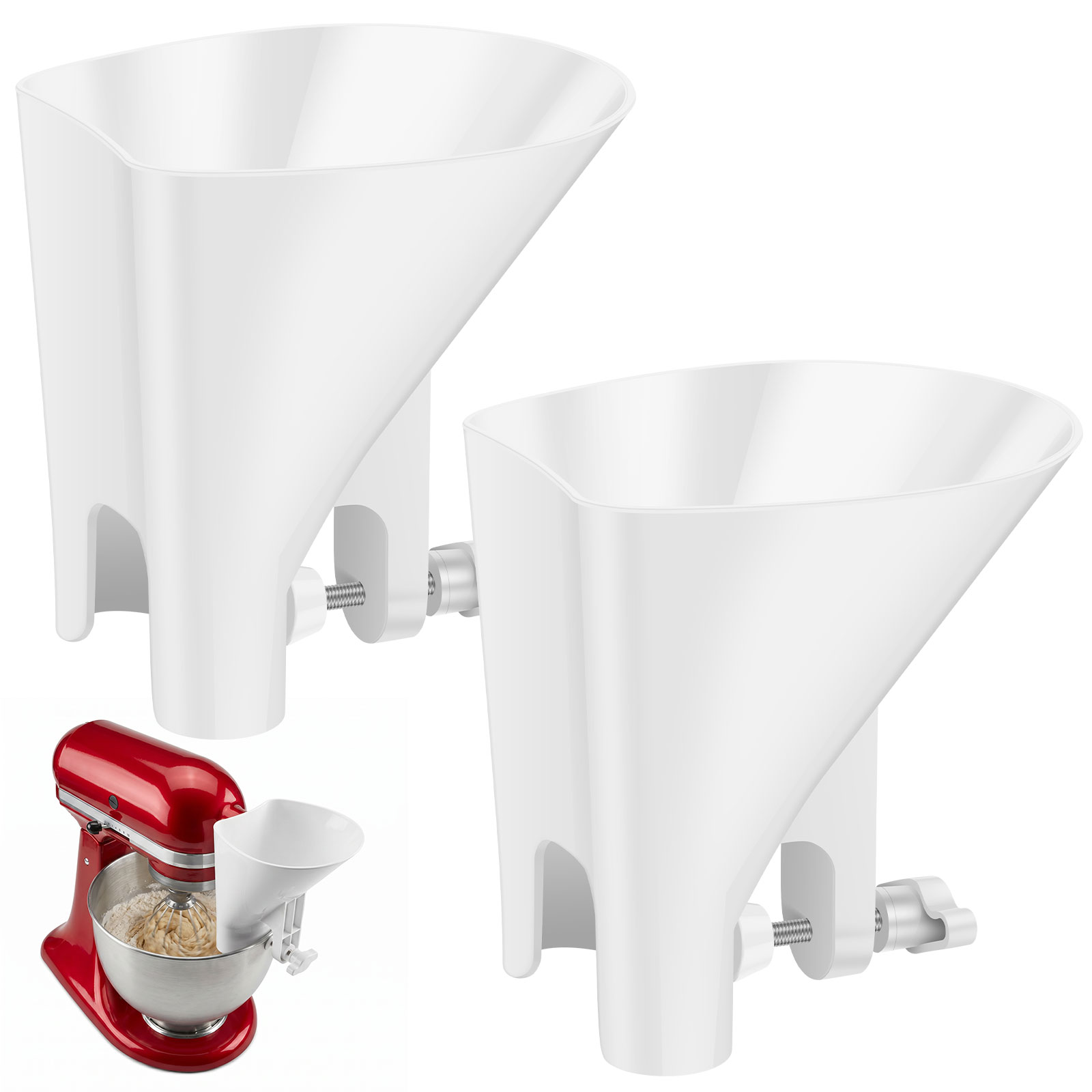 Kitchen Baking Mixer - こぼれ防止小麦粉漏斗 4.5～7クォートスタンドミキサー用 広口落下防止プラスチック製キッチンエイドベーキングツール 正確な注ぎ口 キッチン用