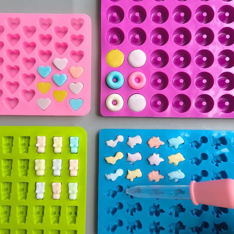Kitchen Baking Tray Set - 1/5個入りキャンディグミゼリートレイ型キット、キャンディシリコン型、2つのドロッパーセット付き、再利用可能なキャンディベーキング型、キッチンツール