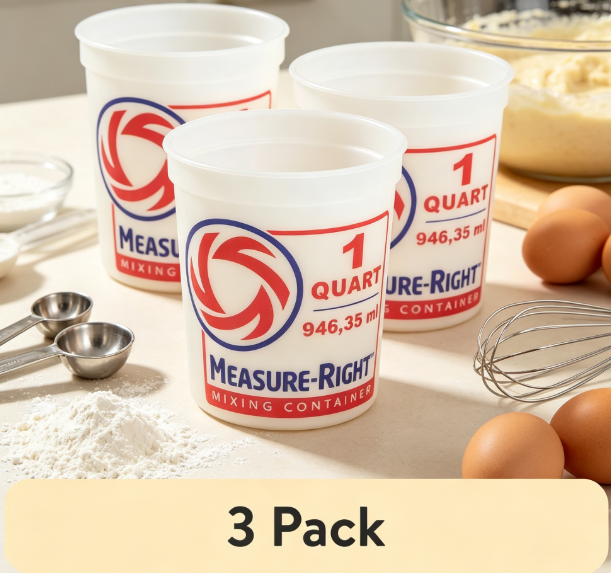 Kitchen For Baking - 丸型プラスチック製ミキシング容器 1クォート クリア計量カップ 3個セット キッチン用 製菓・調理用