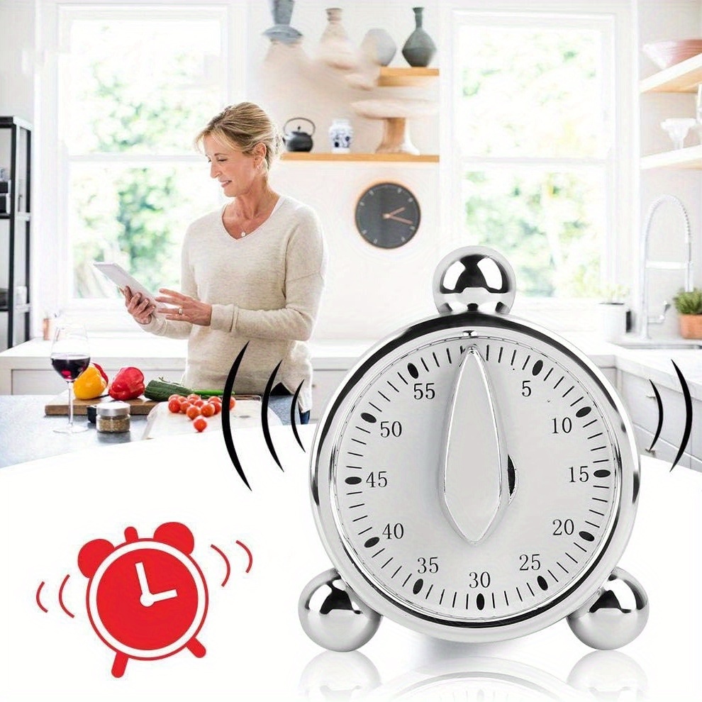 Kitchen Baking Timer - 目に見える機械式タイマー、60分カウントダウン時計、キッチンでのベーキングや教室での使用のためのタイムマネージャー – 電源不要