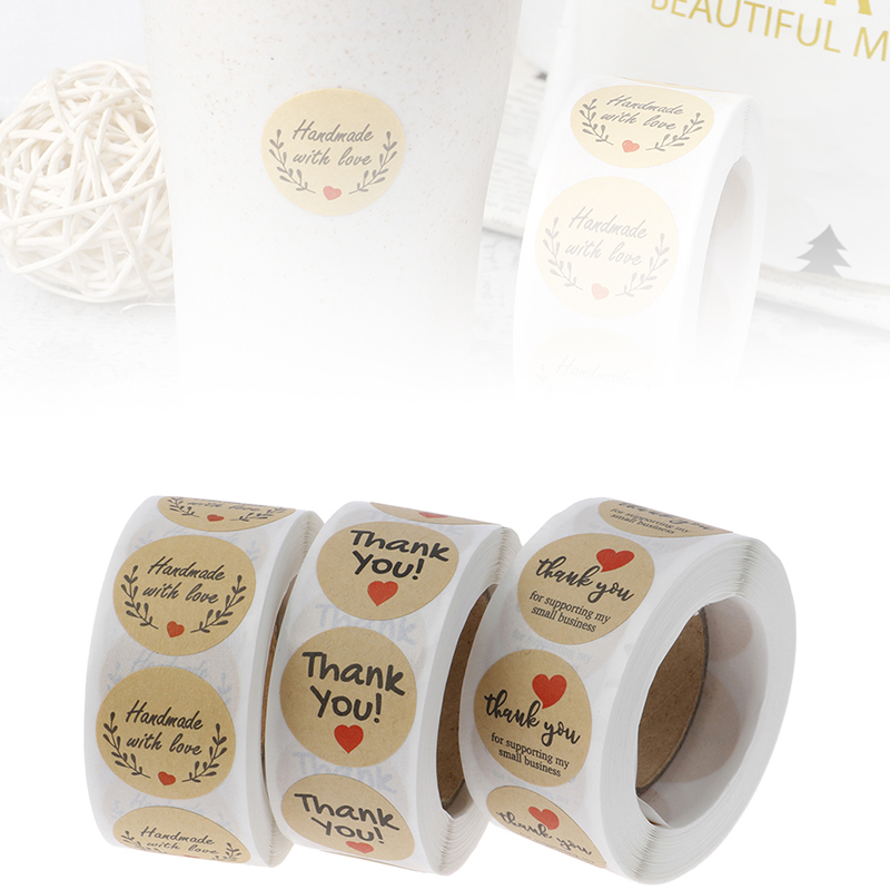 500 個ありがとうステッカーシールラベルラウンド紙ラベルス - Kitchen.Baking Labels のレビューと価格