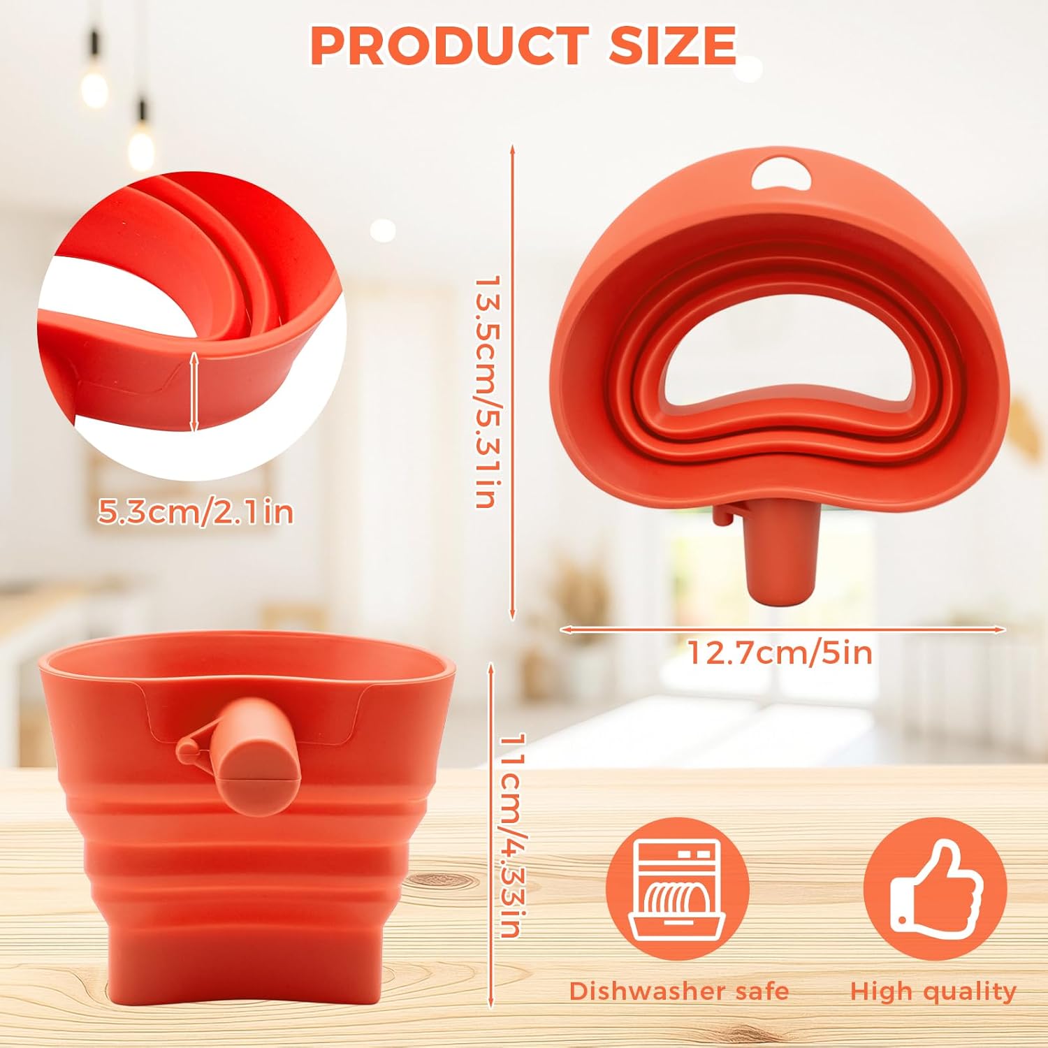 食品グレード BPA フリー シリコン製小麦粉漏斗 レッド  - Kitchen Baking Aid のレビューと価格