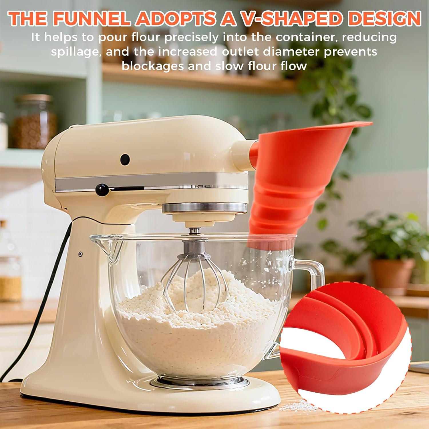 食品グレード BPA フリー シリコン製小麦粉漏斗 レッド  - Kitchen Baking Aid のレビューと価格