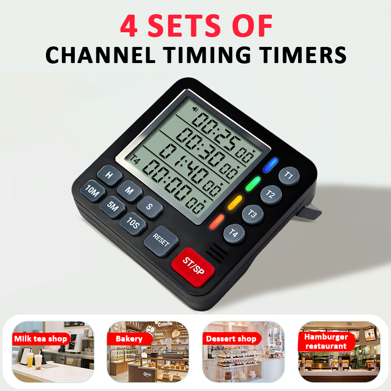 デジタルキッチンタイマー 4チャンネル 大型ディスプレイ、大 - Kitchen Baking Timer のレビューと価格
