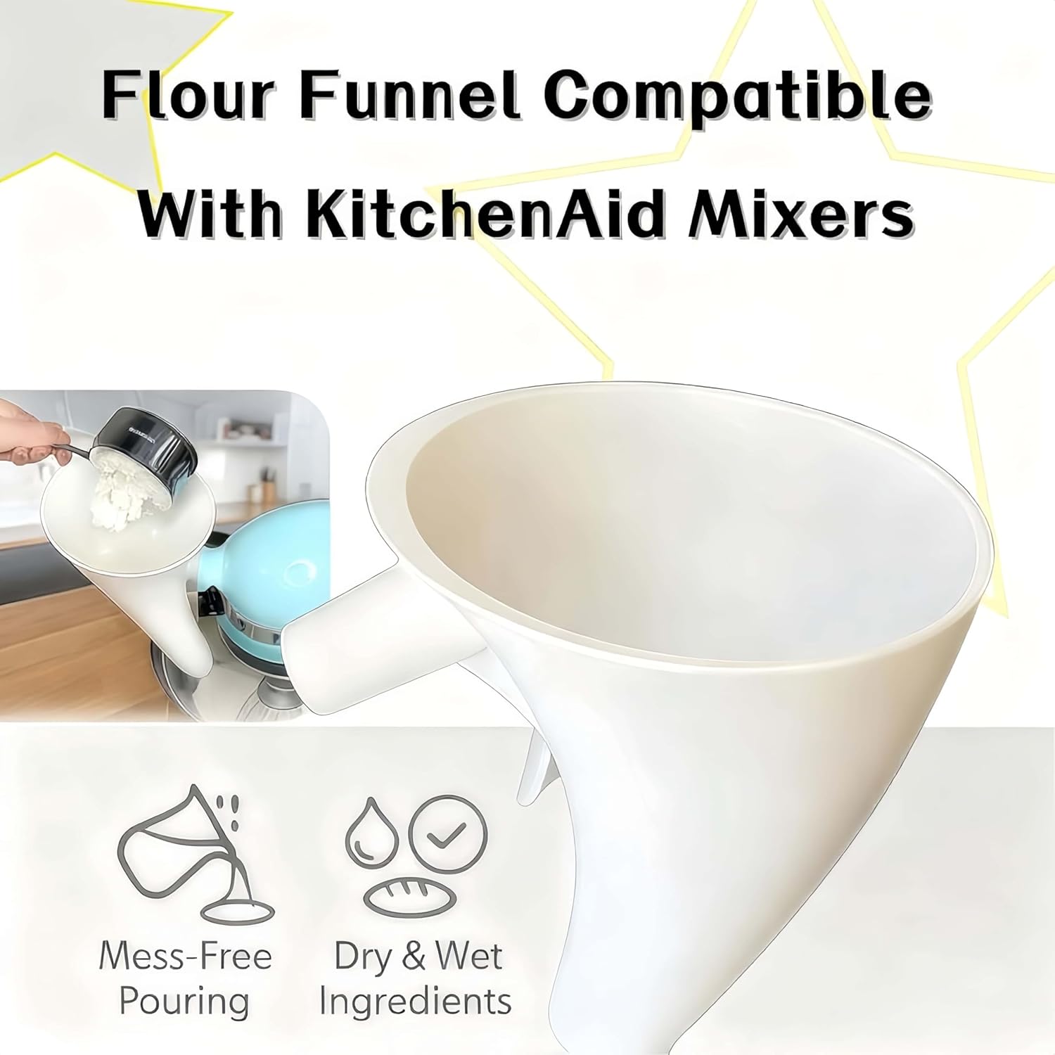 キッチンエイドミキサー用小麦粉ファンネルミキサー 5クォート - Kitchen Baking Aid のレビューと価格