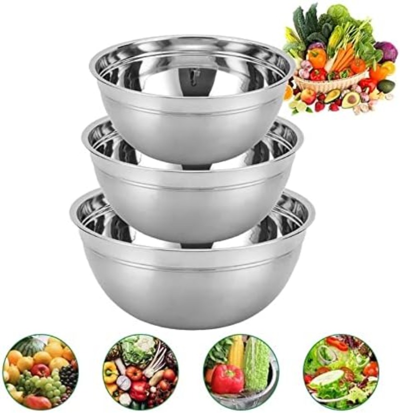 ステンレス鋼のサラダボウル火傷防止食品混合ボウルDIYケーキ - Bread Baking Kitchen Utensils のレビューと価格