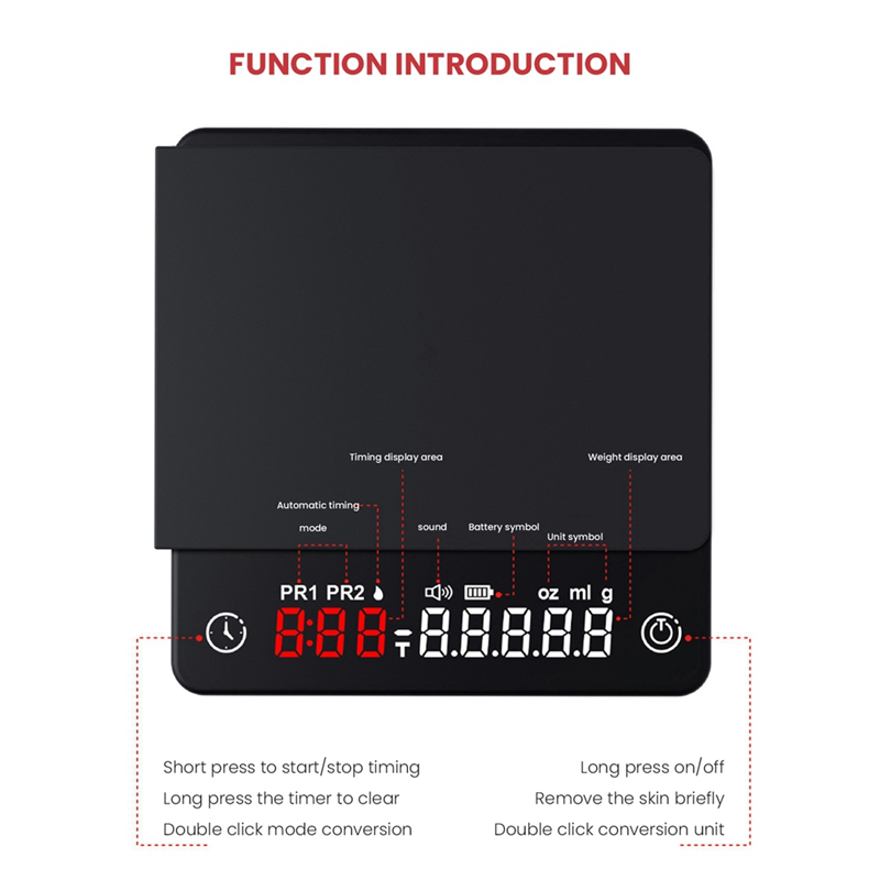 セール ミニスマートキッチンスケール計量精密デジタルコーヒー - Kitchen Baking Timer のレビューと価格