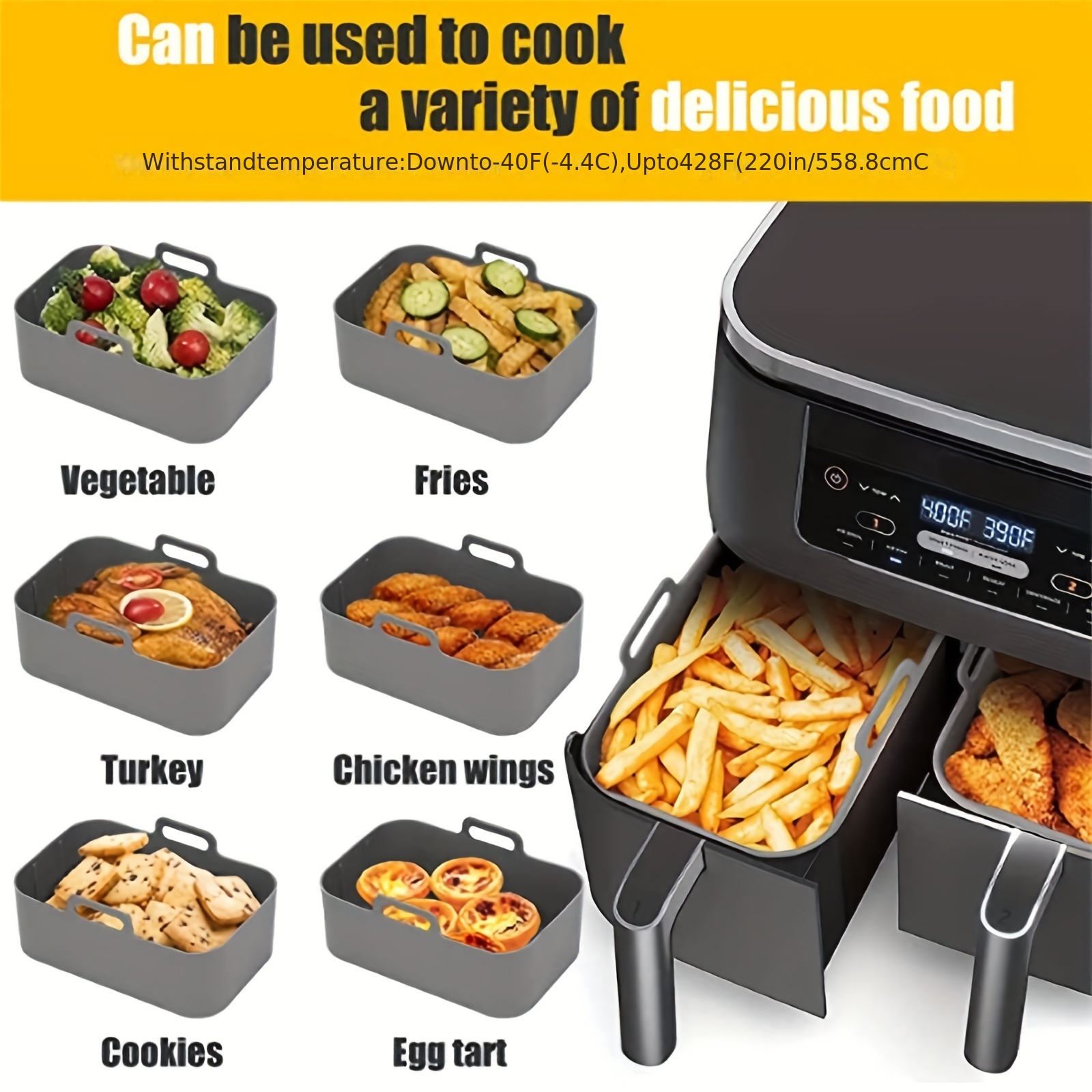 1/2 個エアフライヤーシリコントレイ再利用可能な忍者デュア - Kitchen Baking Oven のレビューと価格