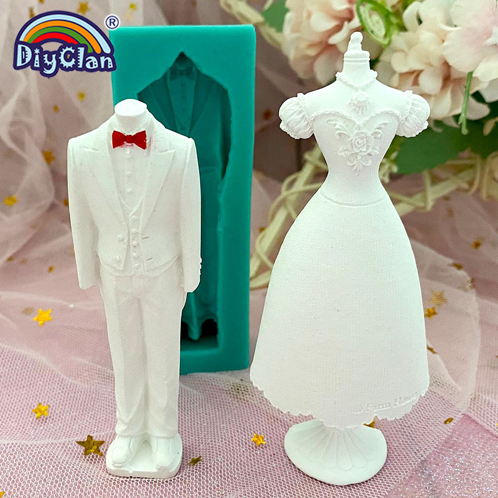 結婚式の装飾シリコンモールドウェディングドレスフォンダンケー - Kitchen Baking Products のレビューと価格
