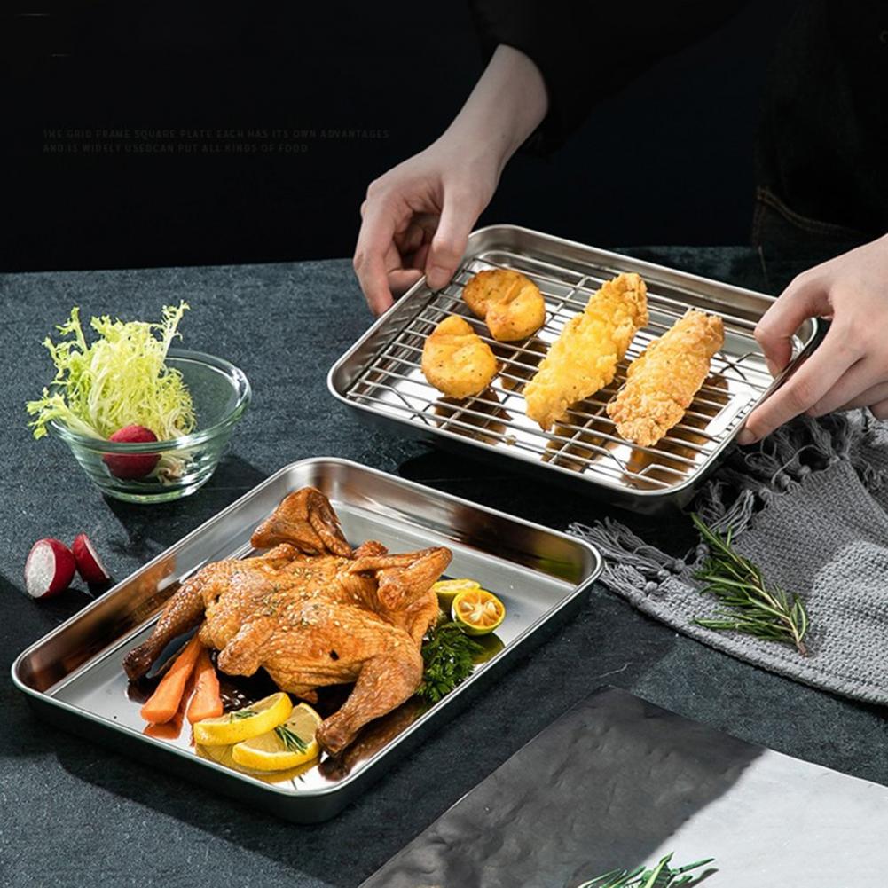 1セット ステンレス製オーブンベーキングパン グリルラックセ - Kitchen Baking Tray Set のレビューと価格