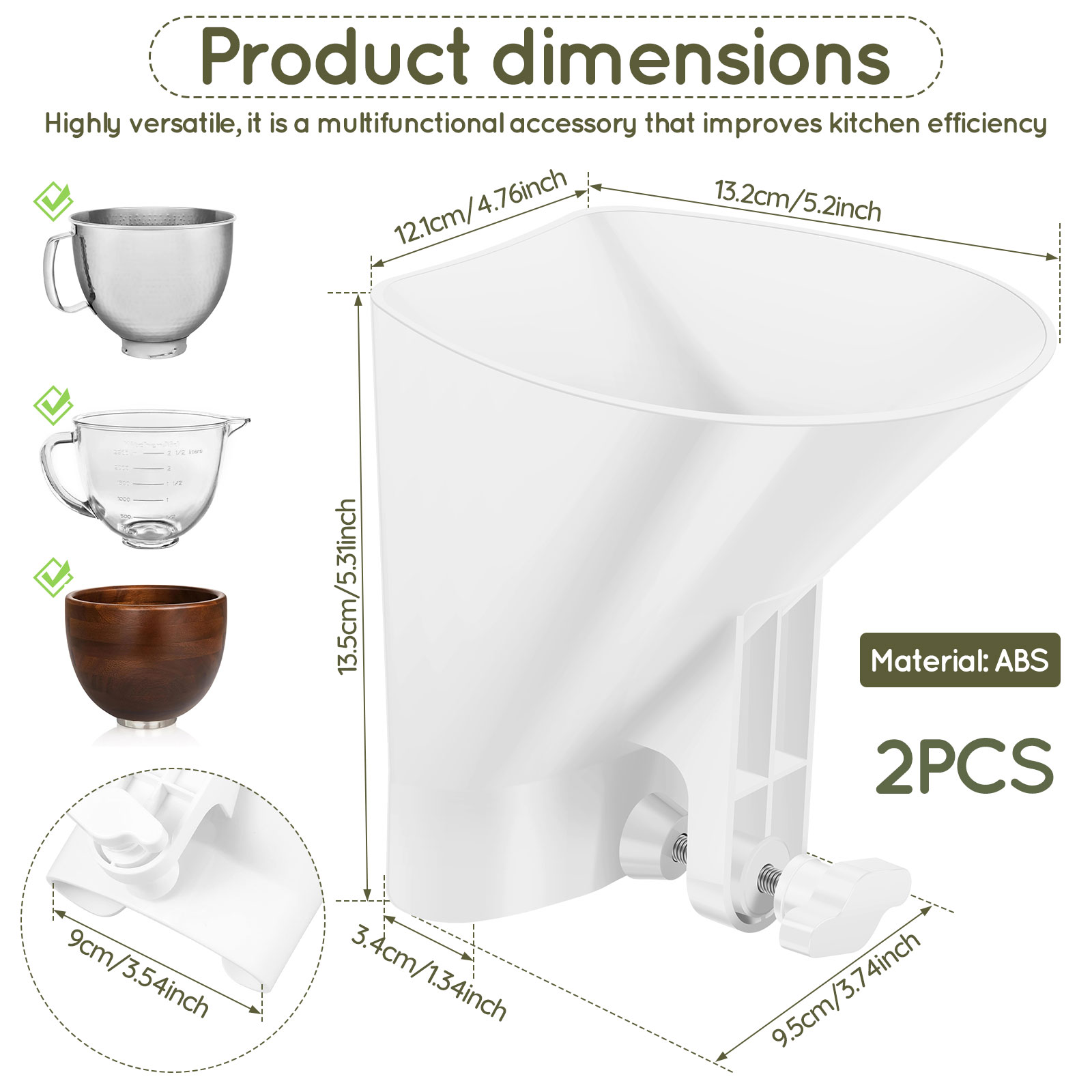 こぼれ防止小麦粉漏斗 4.5～7クォートスタンドミキサー用  - Kitchen Baking Mixer のレビューと価格