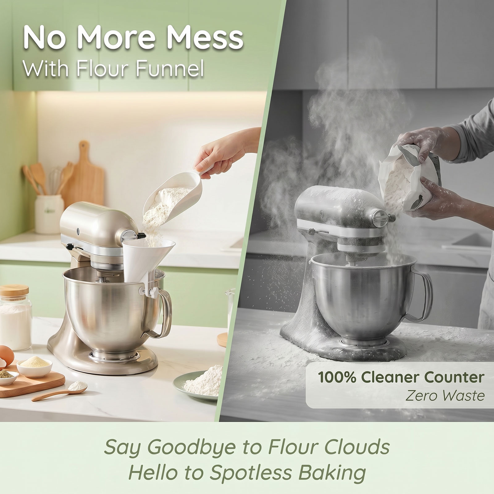 こぼれ防止小麦粉漏斗 4.5～7クォートスタンドミキサー用  - Kitchen Baking Mixer のレビューと価格