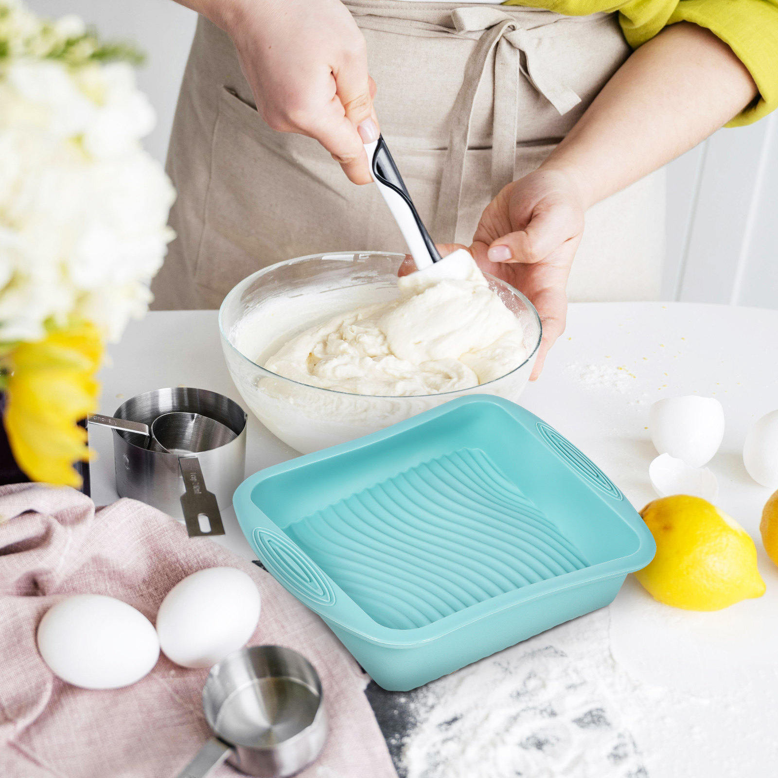 正方形シリコンケーキ型 ベーキングパン パン型 ノンスティッ - Kitchen Baking Pans のレビューと価格