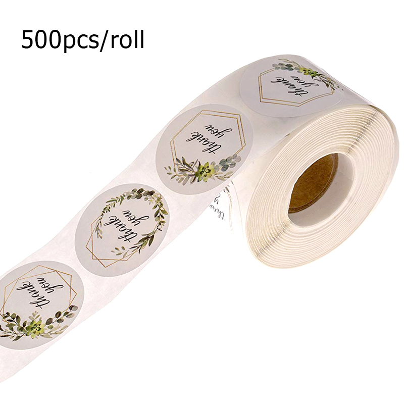 500 個ありがとうロールステッカー緑の植物ラウンド粘着シー - Kitchen.Baking Labels のレビューと価格