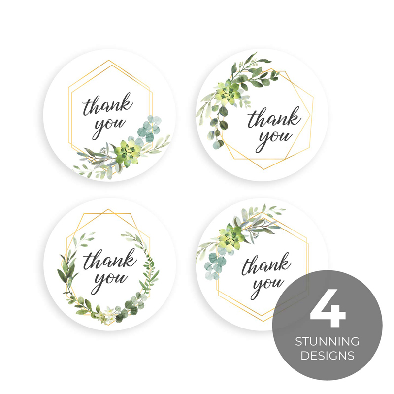 500 個ありがとうロールステッカー緑の植物ラウンド粘着シー - Kitchen.Baking Labels のレビューと価格