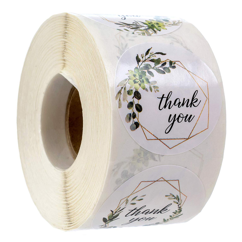 500 個ありがとうロールステッカー緑の植物ラウンド粘着シー - Kitchen.Baking Labels のレビューと価格