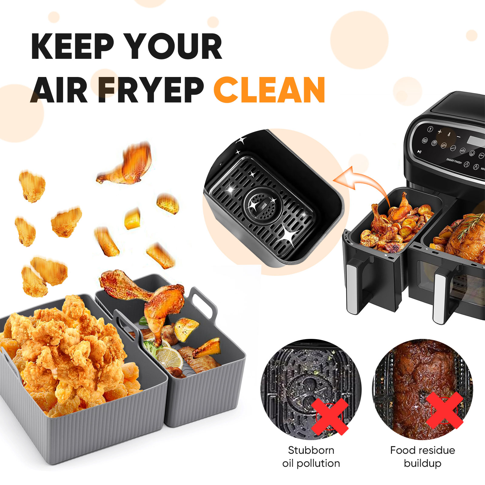 再利用可能なシリコンエアフライヤーマット、ベーキングパン型、 - Kitchen Baking Tray Set のレビューと価格