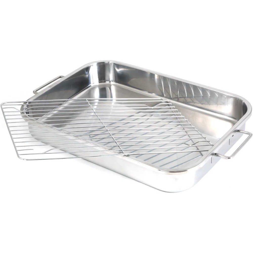 ラック付きステンレス製ロースト缶、ローストに最適、大きな一般 - Kitchen Baking Tray Set のレビューと価格