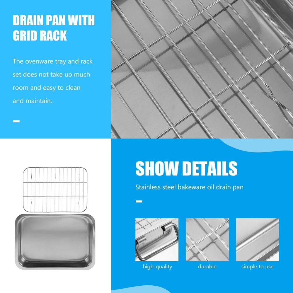 ラック付きステンレス製ロースト缶、ローストに最適、大きな一般 - Kitchen Baking Tray Set のレビューと価格